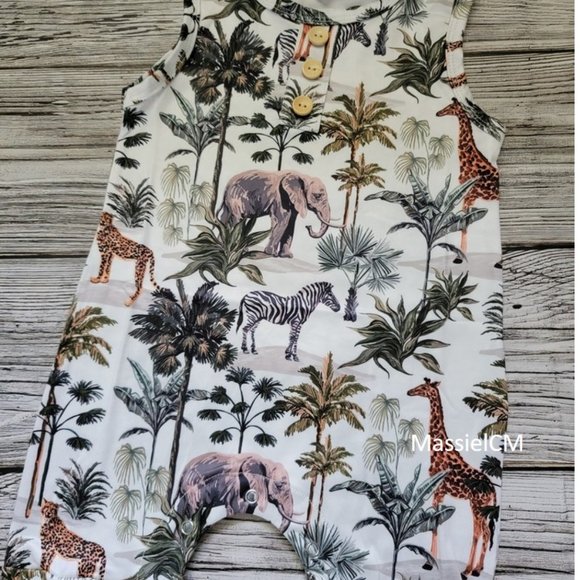 Safari Boy Romper Wild One Jungle Outfit Clothes Dress Two Wild Zoo Disney - Picture 1 of 7